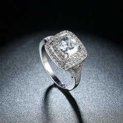 2.95 CTTW Halo Cut Swarovski Ring in White Gold