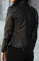 Women Black Handmade Leather Jacket