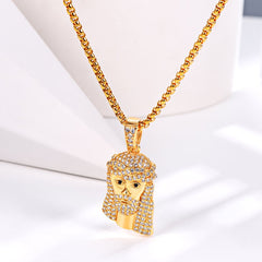 Classic Diamond Created Iced Out Jesus  Necklace