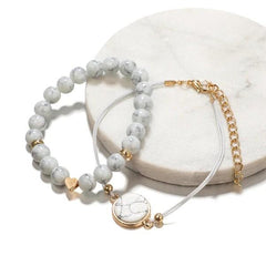 Marble Filligree Tassel Stretch 4PC Bracelet