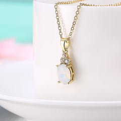 Opal Three Stone Classic Gold Necklace