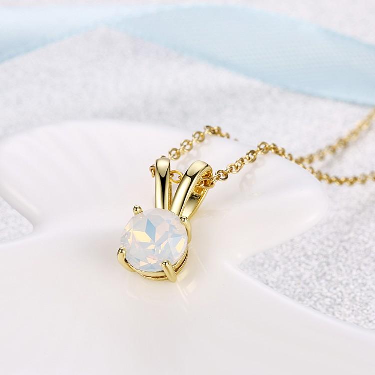Mock Opal Teardrop Pendant Gold Necklace