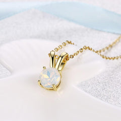 Mock Opal Teardrop Pendant Gold Necklace