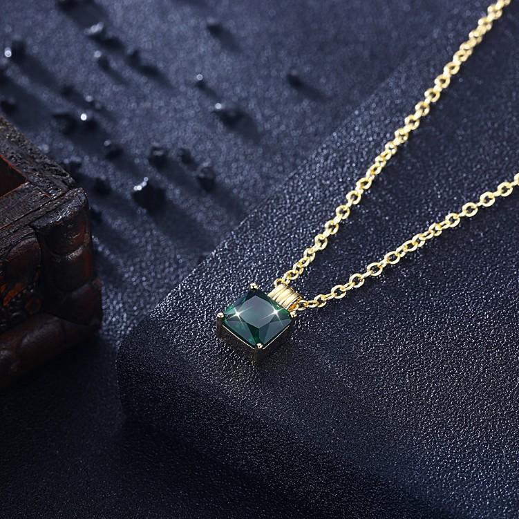 Swarovski Crystal Emerald Sqaure Necklace in 18K Gold Plated