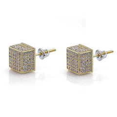 Pave Square Stud Earring with Swarovski Crystals in 18K Gold Plated