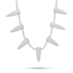 Pave Spike Necklace with Swarovski Crystals in 18K White Gold Plated