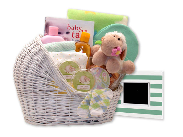 Welcome Baby Bassinet New Baby Basket-Yellow/Teal