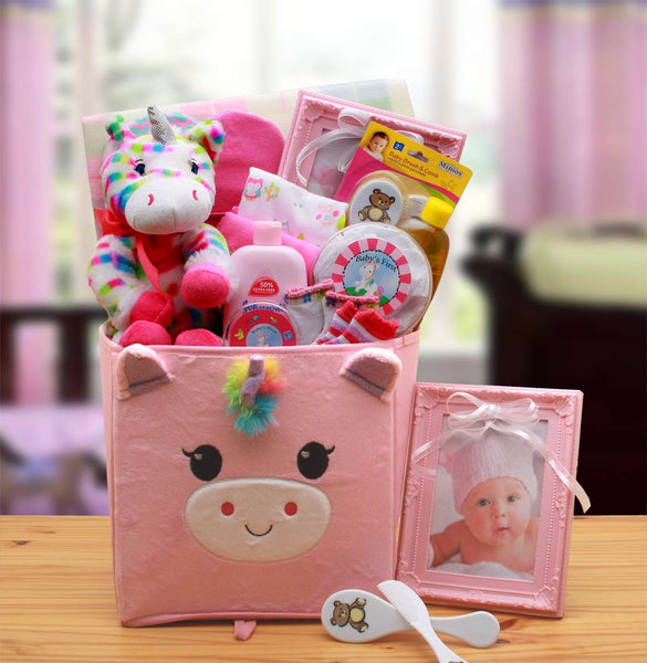 Dainty Tails New Baby Unicorn  Gift Basket