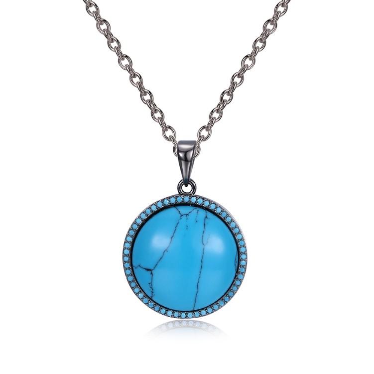 Circular Turquoise Necklace in Black Gun Plating