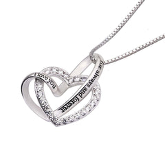 Swarovski Crystals I Love you for always and forever - Pave Heart  Necklace