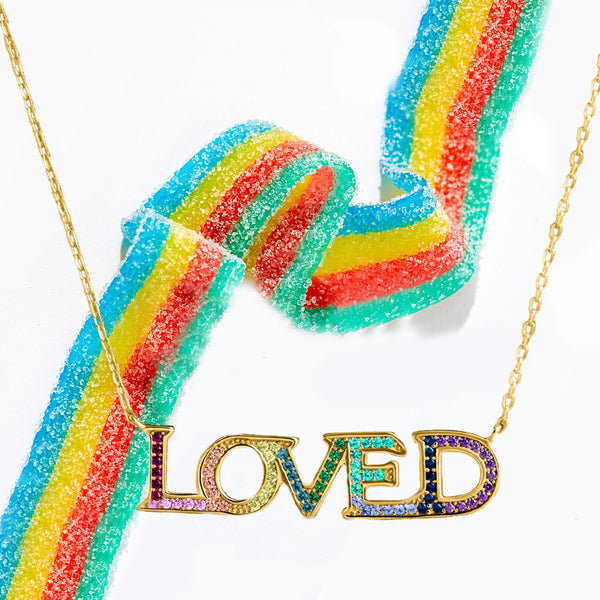 18K Gold Plated Rainbow Swarovski Elements Pendant Necklace