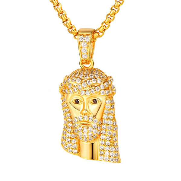 Classic Diamond Created Iced Out Jesus  Necklace