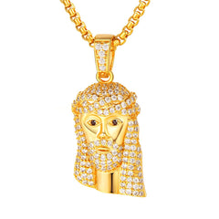 Classic Diamond Created Iced Out Jesus  Necklace