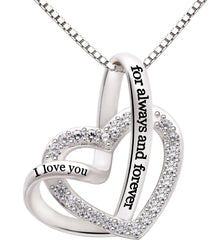 Swarovski Crystals I Love you for always and forever - Pave Heart  Necklace