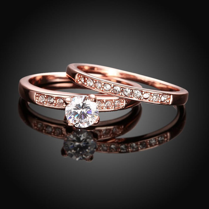 Swarovski Elements Duo Classical 18K Rose Gold Ring