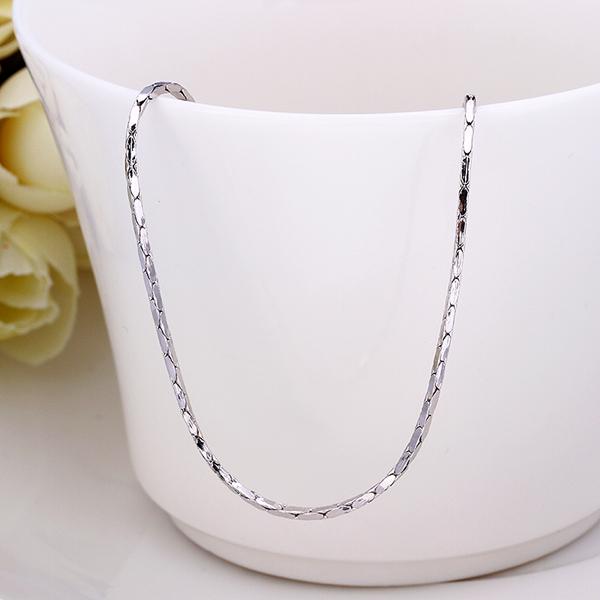 18K White Gold Plated  New York Chain Necklace