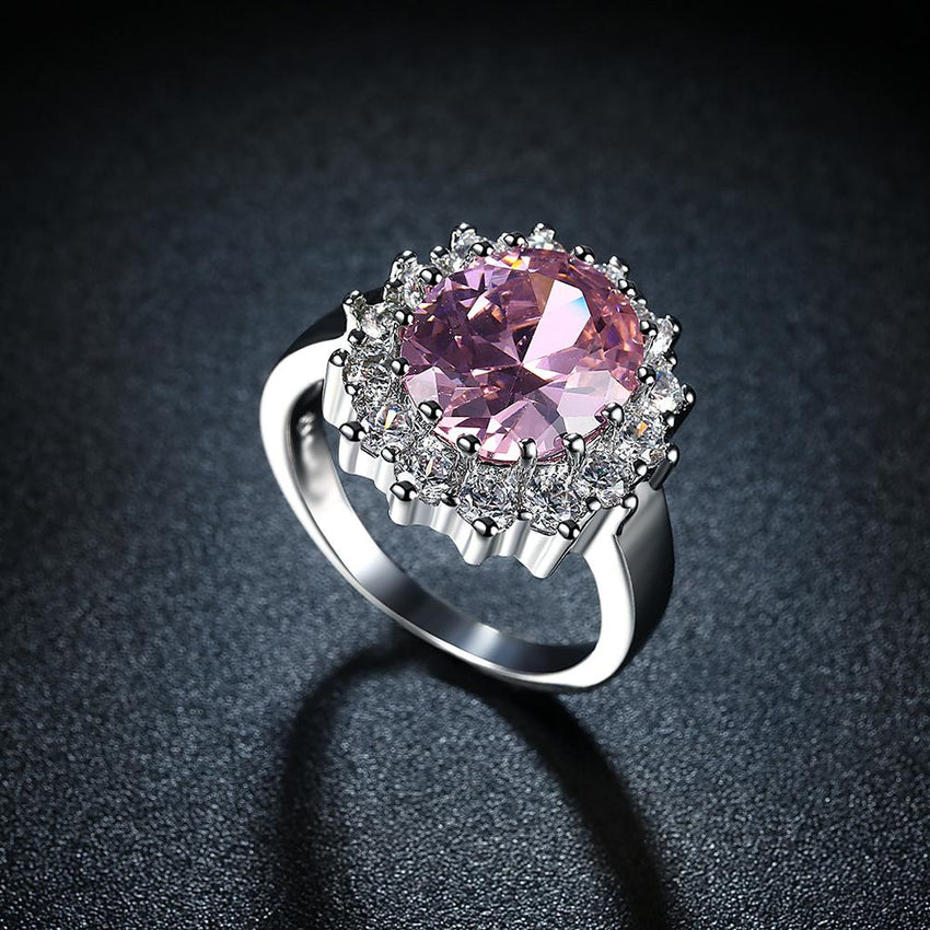 Pink Sapphire Blossoming Pav'e Ring in 18K White Gold