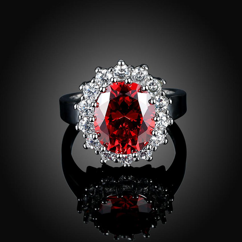 Ruby Blossoming Pav'e Ring in 18K White Gold