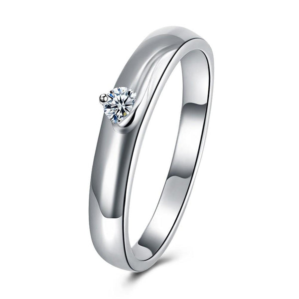 18K White Gold Plated  Single Stone Swarovski Solitare Ring