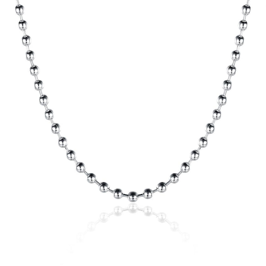 18K White Gold Plated  Mini Beaded Ball Chain Necklace