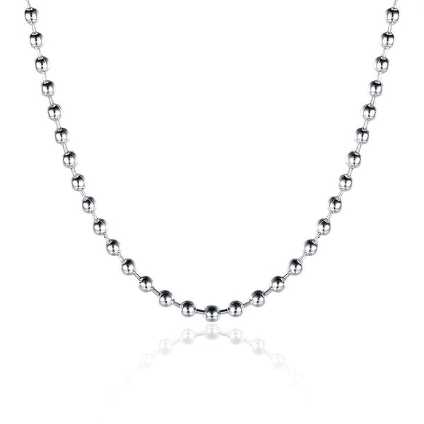 18K White Gold Plated  Mini Beaded Ball Chain Necklace