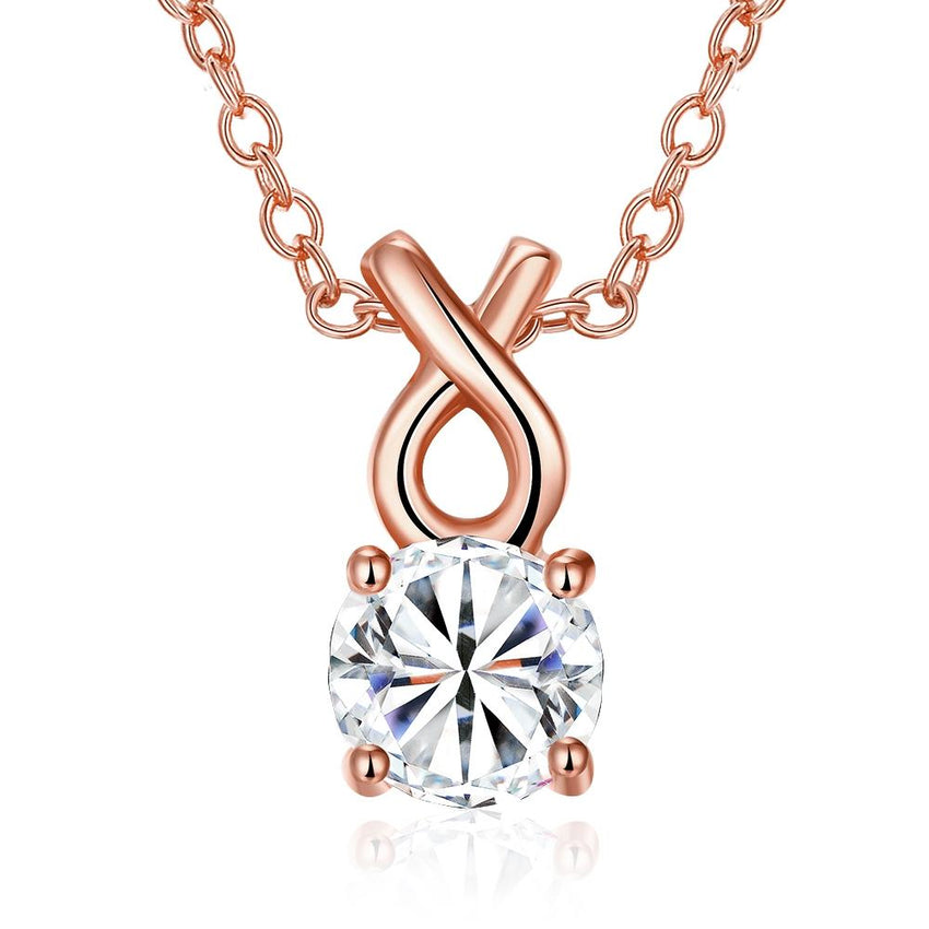 Single Solitaire Swarovski Infinite Drop Necklace in 14K Rose Gold