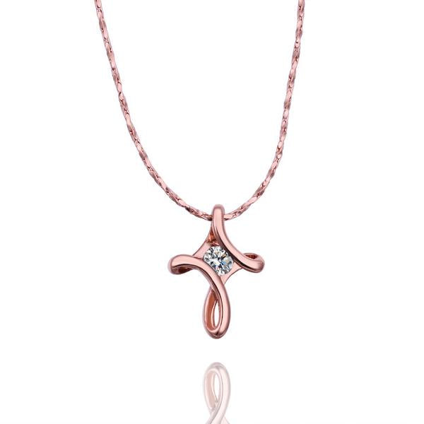 Swarovski Elements Curved Pendant Necklace in 14K Rose