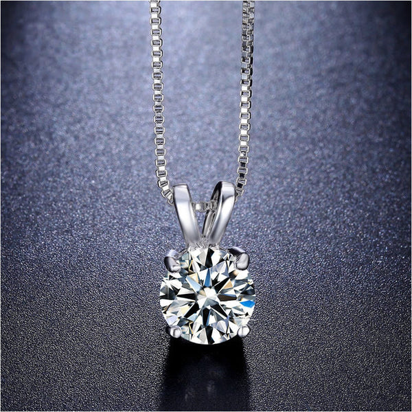 Swarovski Crystals 1.00 CT Diamond Created Solitaire Pendant  Necklace