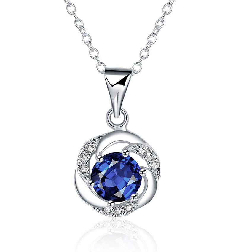 Sapphire Curved Pav'e Necklace Gemstone