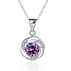 Amethyst Curved Pav'e Necklace Gemstone