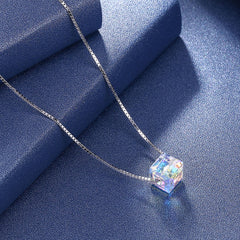 Swarovski Crystals Aurora Borealis Cube Necklace  Necklace