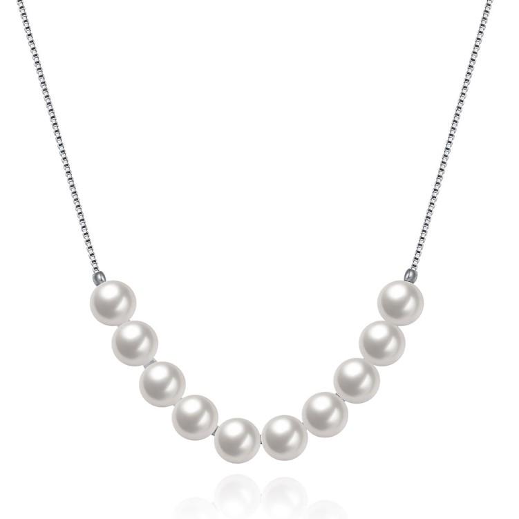 Classic Dangling Pearl Layering Sterling Silver Necklace