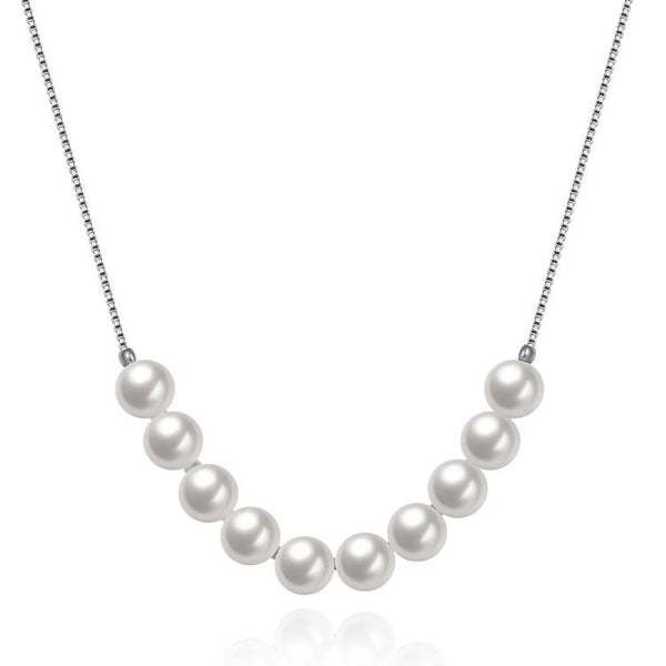 Classic Dangling Pearl Layering Sterling Silver Necklace
