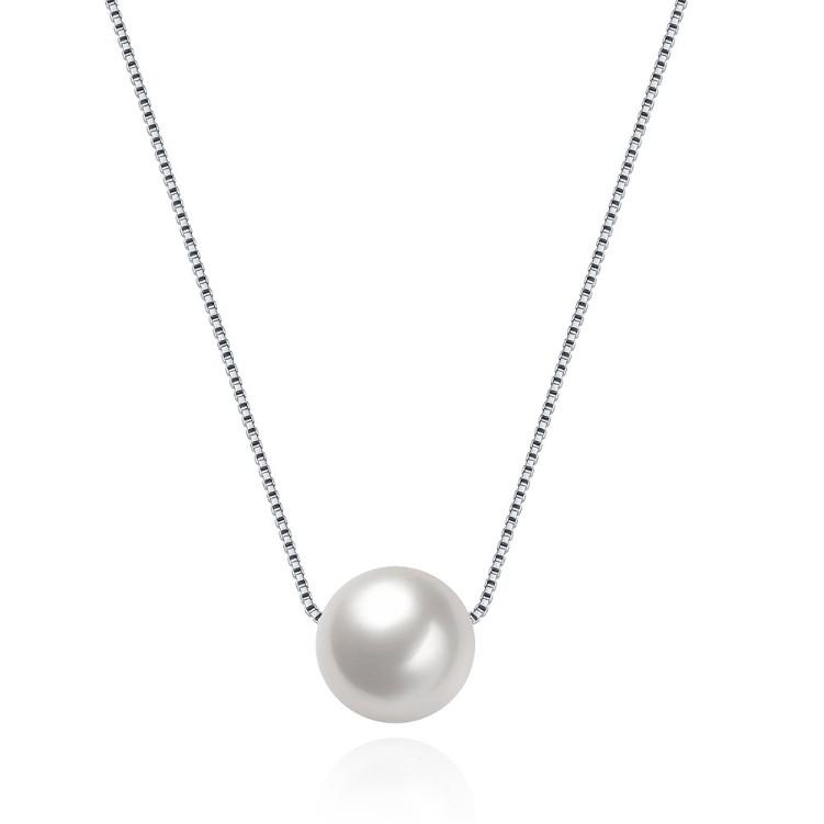 Single Pearl Sterling Silver Necklace