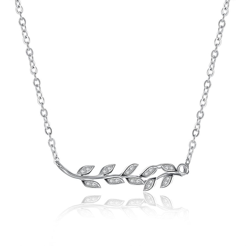 Sterling Silver Swarovski Olive Branch Necklace