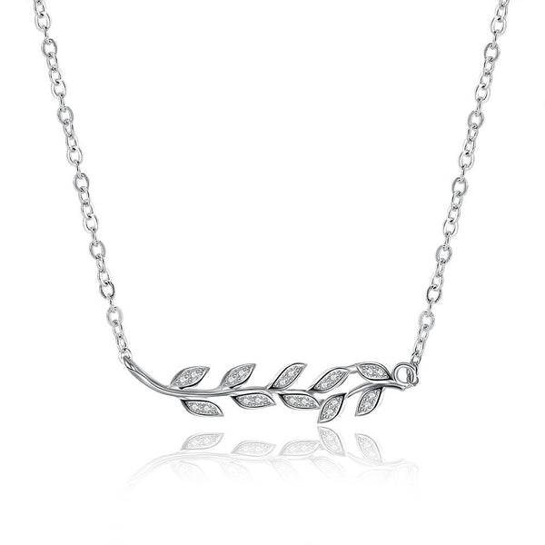 Sterling Silver Swarovski Olive Branch Necklace