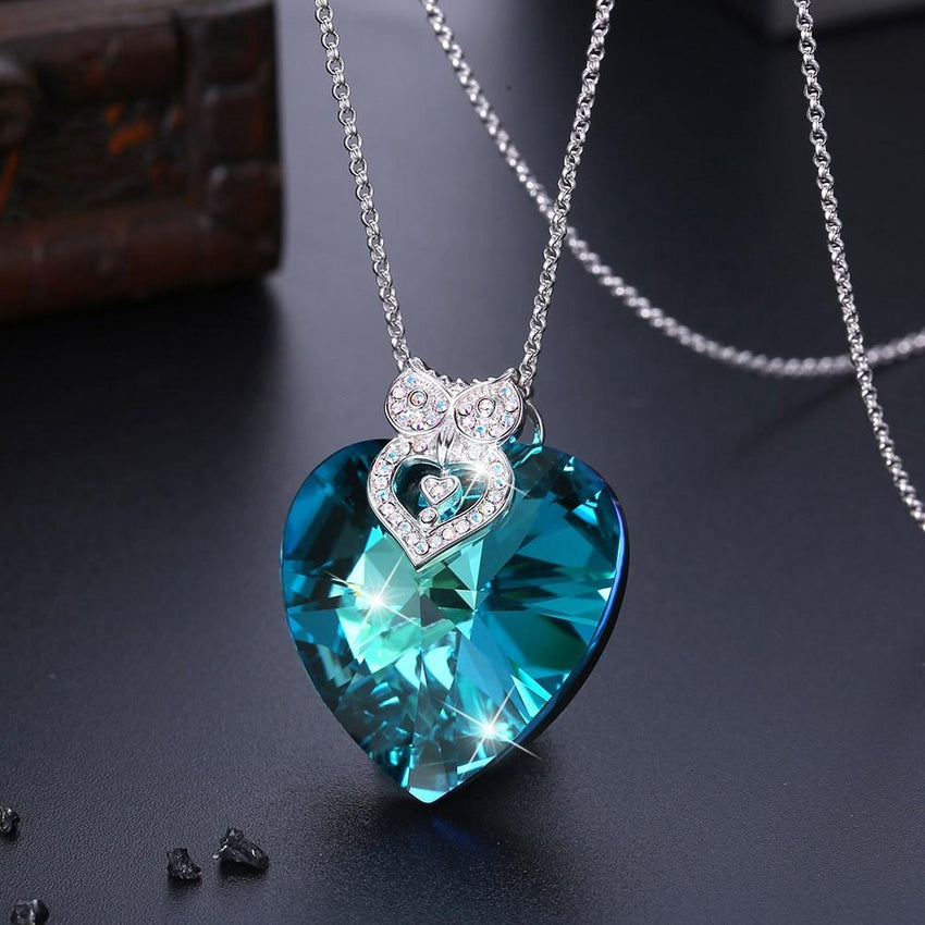 5.55 CT Heart Diamond Cut Galore Sterling Silver Swarovski Crystal Necklace