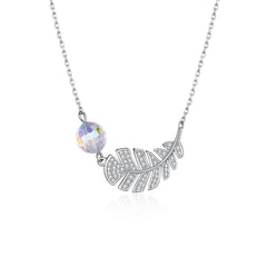 Pave Leaf Sterling Silver Swarovski Crystal Necklace