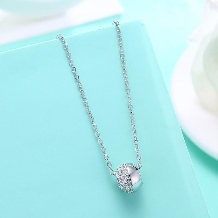 Swarovski Crystal 18K White Gold over Sterling Silver Half and Half Necklace