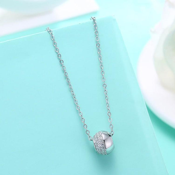 Swarovski Crystal 18K White Gold over Sterling Silver Half and Half Necklace