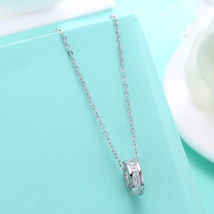 Swarovski Crystal 18K White Gold over Sterling Silver Pave Drop Necklace