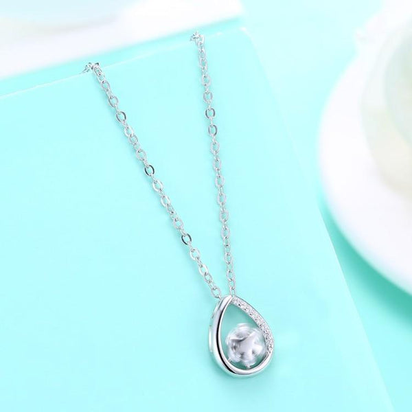 Swarovski Crystal 18K White Gold over Sterling Silver Teardrop Necklace