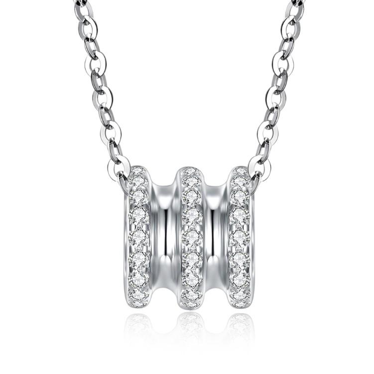 Swarovski Crystal 18K White Gold over Sterling Silver Triple Rib Cage Necklace