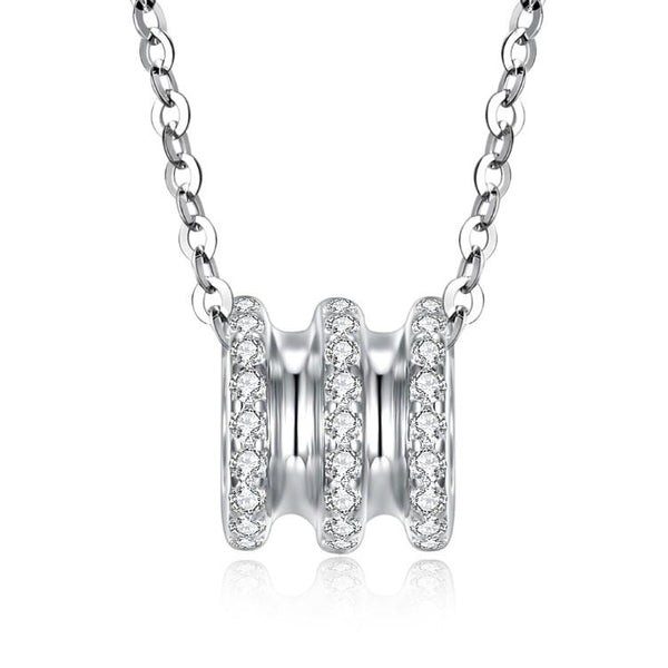 Swarovski Crystal 18K White Gold over Sterling Silver Triple Rib Cage Necklace