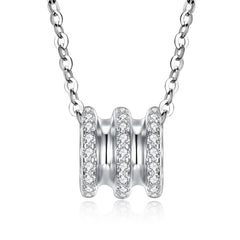 Swarovski Crystal 18K White Gold over Sterling Silver Triple Rib Cage Necklace