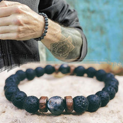 Natural Moonstone And Lava Stone Buddha Lucky Bracelet