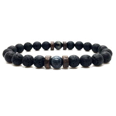 Natural Moonstone And Lava Stone Buddha Lucky Bracelet