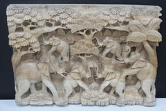 Balinese Fine Woodcraft The Elephants And The Volcano (Natural Color)