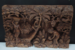 Balinese Fine Woodcraft Palm Tree And The Flowers