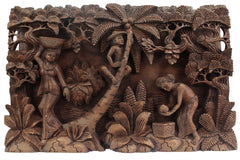 Balinese Fine Woodcraft Palm Tree And The Flowers